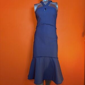 Cinq à Sept Dante Navy Halter Midi Dress